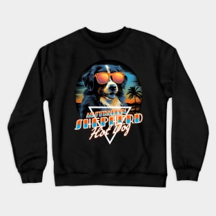 Retro Wave Australian Shepherd Hot Dog Shirt Crewneck Sweatshirt